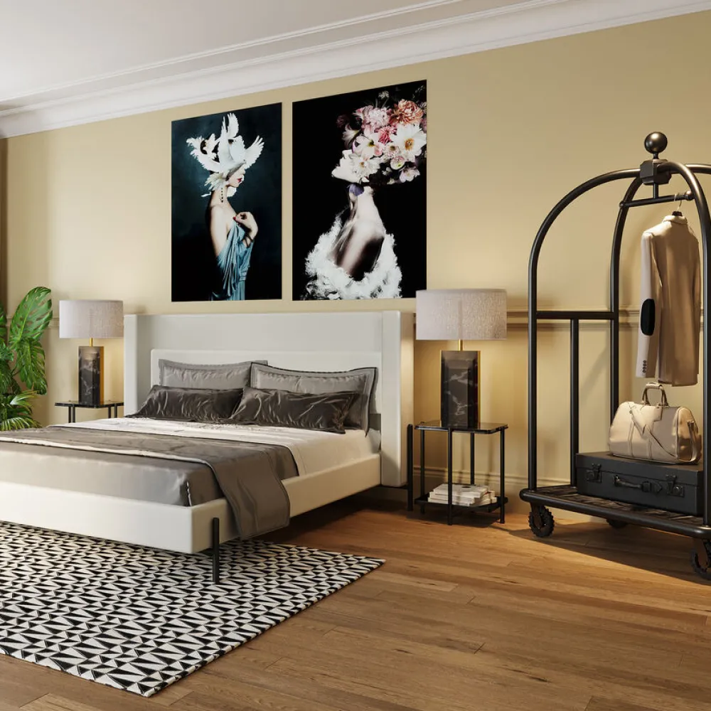 KARE Design Jalalliset Vaatenaulakot*VIP Baggage Trolley Vegas Matkalaukkuvaunu, Matta Musta