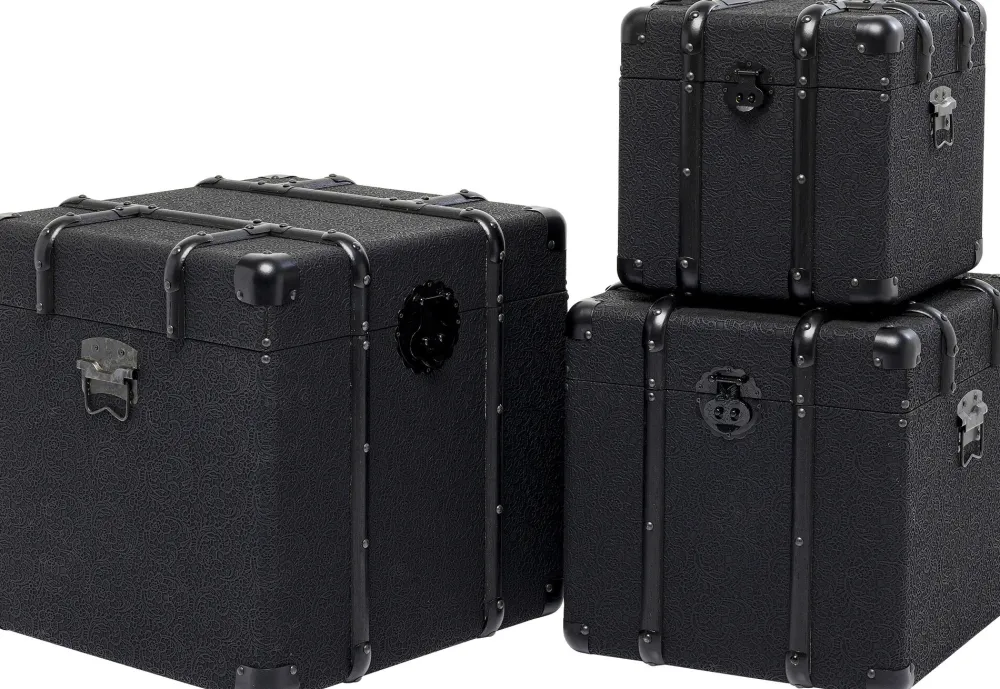 KARE Design Senkit|Olohuone*Voyage Säilytyslaatikot Musta (3/Setti)