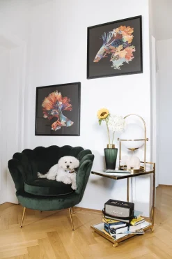 KARE Design Nojatuolit*Water Lily Nojatuoli, Kulta, Tummanvihreä