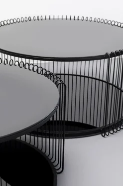 KARE Design Sohvapöydät|Olohuone*Wire Double Black Sohvapöytä Lasia Ja Metallia Musta (2/Setti)