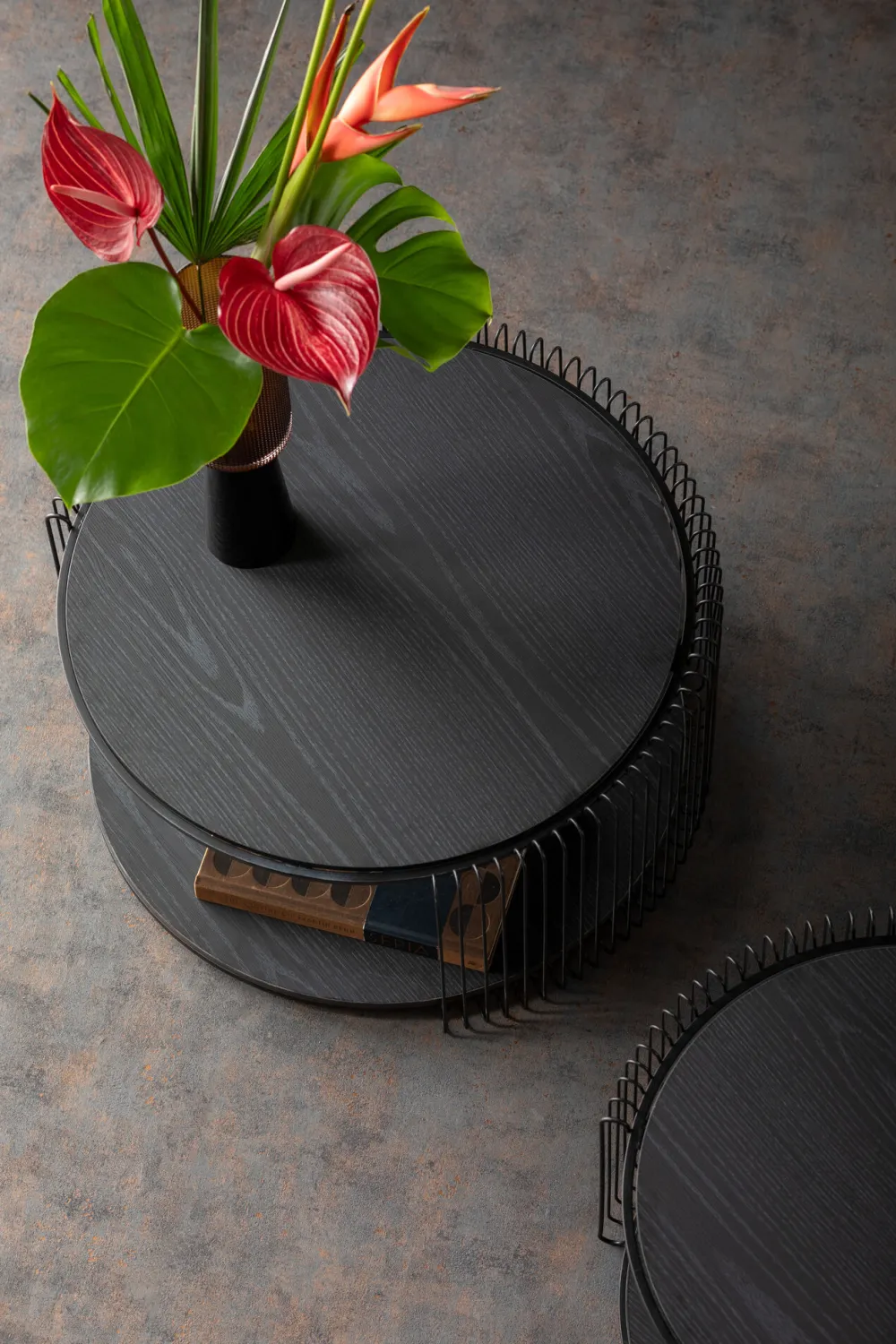 KARE Design Sohvapöydät*Wire Double Black Wood Sohvapöytä Musta (2/Setti)