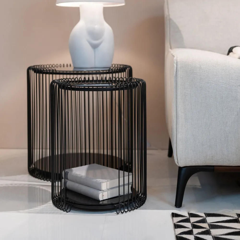KARE Design Sohvapöydät*Wire Double Sivupöytä, Musta (2/Setti)