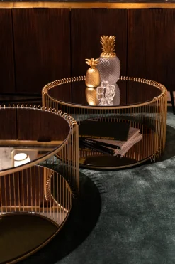 KARE Design Sohvapöydät|Olohuone*Wire Double Sohvapöytä, Messinki (2/Setti)