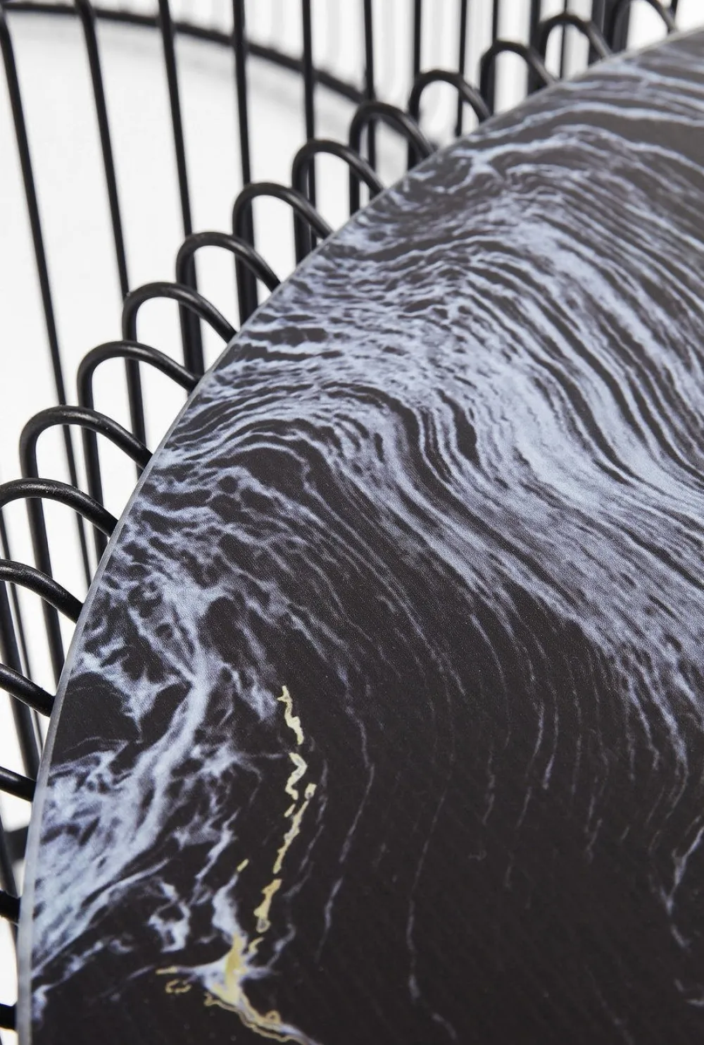 KARE Design Sohvapöydät|Olohuone*Wire Glass Marble Sohvapöytä - Marmorilasi, Musta (2/Setti)