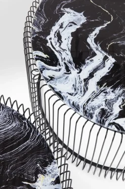 KARE Design Sohvapöydät|Olohuone*Wire Glass Marble Sohvapöytä - Marmorilasi, Musta (2/Setti)