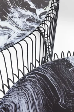 KARE Design Sohvapöydät|Olohuone*Wire Glass Marble Sohvapöytä - Marmorilasi, Musta (2/Setti)
