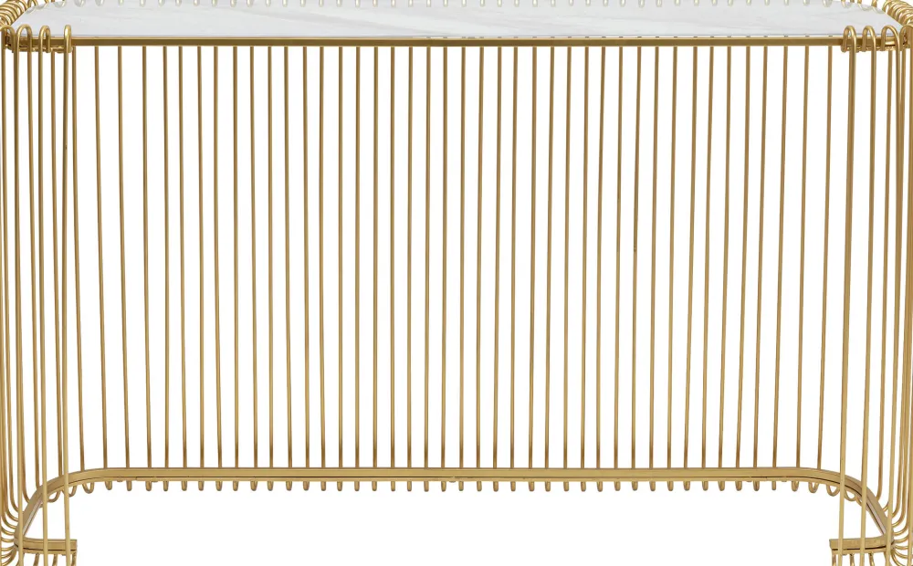 KARE Design Konsolipöydät Ja Sivupöydät*Wire Konsolipöytä - Marmorikuvioitu Lasi, Kulta 142x89cm