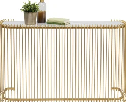 KARE Design Konsolipöydät Ja Sivupöydät*Wire Konsolipöytä - Marmorikuvioitu Lasi, Kulta 142x89cm