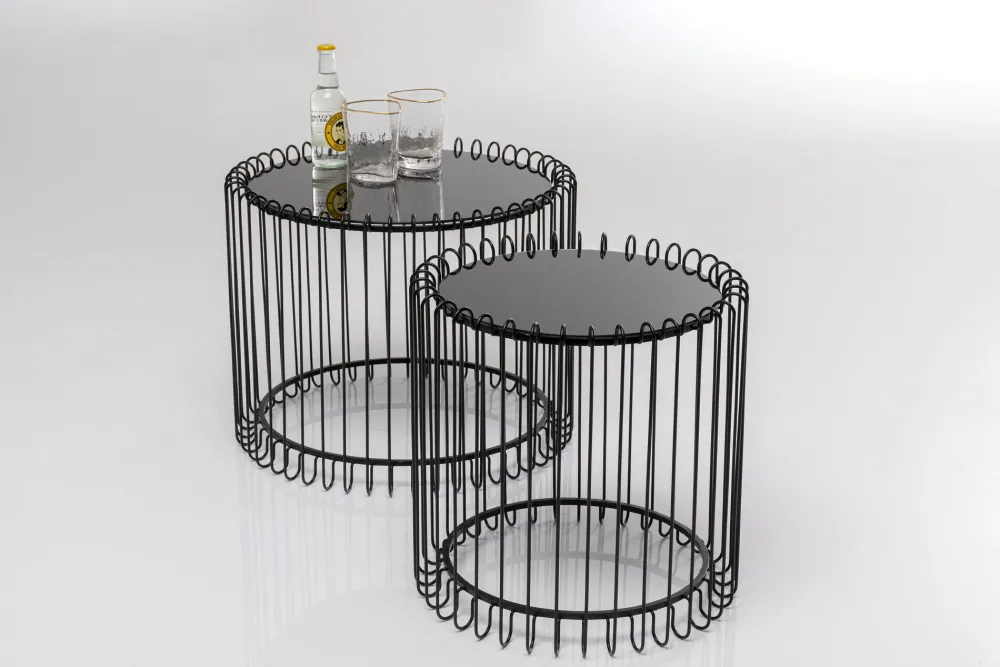KARE Design Sohvapöydät*Wire Live Sohvapöytä, Musta (2/Setti)