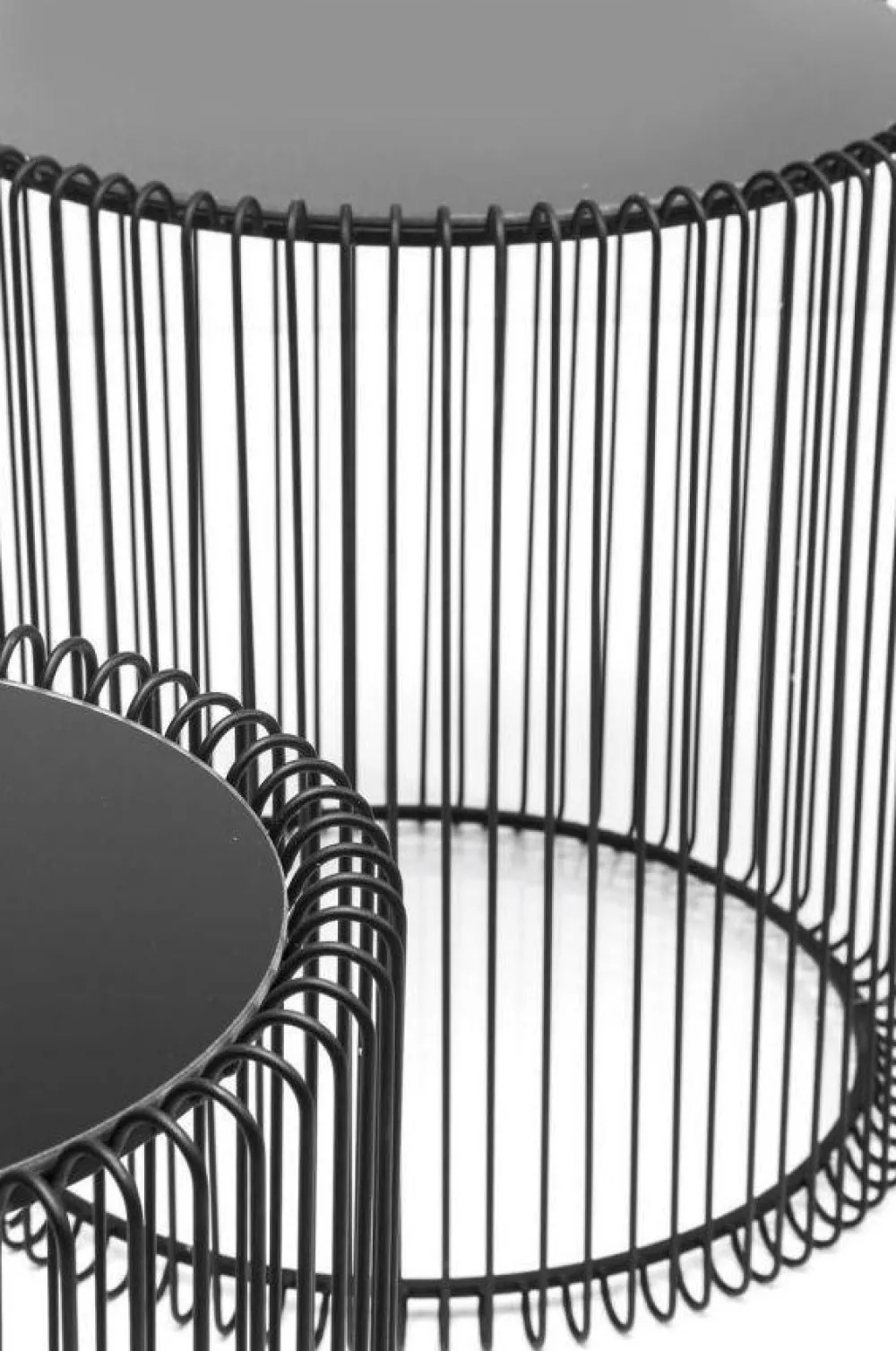 KARE Design Sohvapöydät*Wire Sivupöytä, Musta Ø44cm (2/Setti)