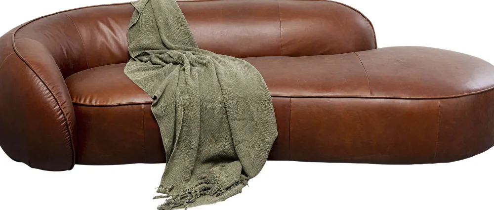 KARE Design Lepotuolit*Wonder Recamiere Sohva, Lepotuoli, Nahkaa Ruskea 252cm